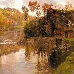 Thaulow_Frits_Cottage_By_A_Stream