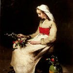 Ribot_Theodule_A_Girl_Arranging_A_Vase_Of_Flowers