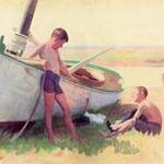 Anschutz_Thomas_P_Two_Boys_by_a_Boat_Near_Cape_May