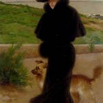 Corcos_Vittorio_Matteo_An_Elegant_Lady_With_Her_Faithful_Companion_By_The_Beach
