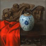 Weidong_Wang_Still_Life_with_Vase_and_Carving_1633_40