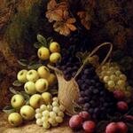 Clare George Still Life With Apples Grapes And Plums