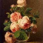 Dael Jan Frans Van Still Life Of Roses In A Glass Vase