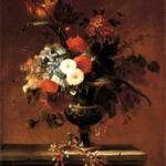 Dutillieu Jacques Charles Carnations Peonies Narcissi And Other Flowers In An Urn