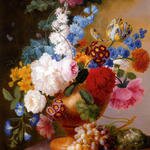 Faes Pieter Still Life Of Tulips Roses Peonies Narcissus And Other Flowers In A Urn