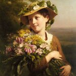 Zuber_Buhler_Fritz_A_Young_Beauty_Holding_A_Bouquet_Of_Flowers