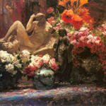 Bastien_Alfred_A_Floral_Still_Life_With_Sculpture