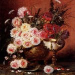Carlier_Max_Still_Life_Of_Roses_And_A_Nautilus_Cup_On_A_Draped_Table