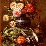 Carlier_Modeste_nature_Morte_Aux_Fleurs_Et_A_LOrange