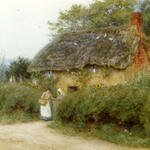 Allingham_Helen_A_Cottage_With_Sunflowers_At_Peaslake