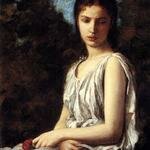 Bellanger_Georges_A_Young_Woman_In_Classical_Dress_Holding_A_Red_Dress