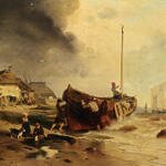 Achenbach_Andreas_A_Fishingboat_On_The_Beach