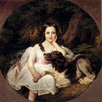 Kaulbach_Friedrich_August_Von_A_Young_Girl_Resting_In_A_Landscape_With_Her_Dog