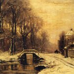 Apol_Louis_A_Snowcovered_Forest_With_A_Bridge_Across_A_Stream_