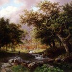 Koekkoek_Barend_Cornelis_A_Wooded_Landscape_With_Figures_Along_A_Stream