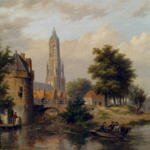 Hove_Bartholomeus_Johannes_Van_View_Of_A_Riverside_Dutch_Town