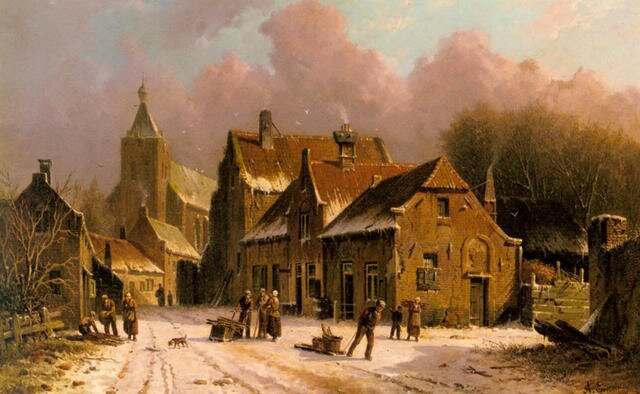 Eversen_Adrianus_A_Village_In_Winter