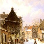 Eversen_Adrianus_A_Village_Street_Scene_In_Winter