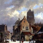 Eversen_Adrianus_Figures_In_A_Snowy_Village_Street