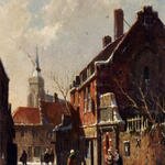 Eversen_Adrianus_Figures_In_The_Streets_Of_A_Dutch_Town_In_Winter