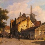 Eversen_Adrianus_Village_Scene_With_A_Windmill