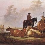 CUYP_Aelbert_Peasants_With_Four_Cows_By_The_River_Merwede