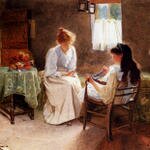 Smith_Carlton_Alfred_Two_Girls_In_An_Interior_Winding_A_Skein_Of_Wool