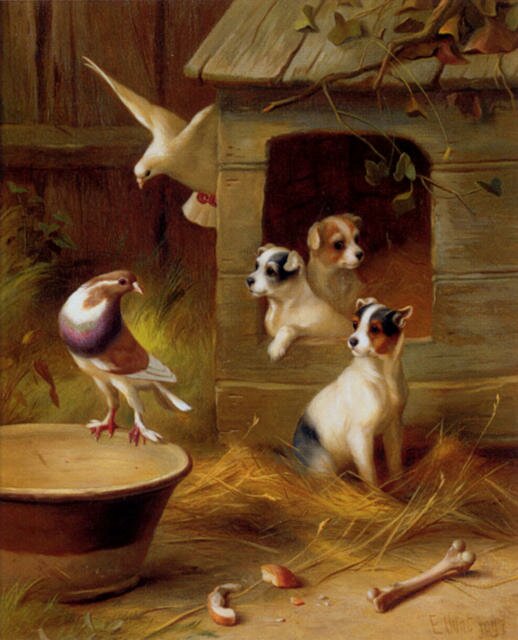 Hunt_Edgar_Pigeons_And_Puppies