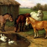 Hunt_Edgar_Ponies_By_A_Pond