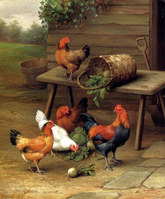 Hunt_Edgar_Poultry_In_A_Barnyard