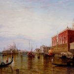 Pollentine_Alfred_Gondolas_On_The_Grand_Canal_In_Front_Of_The_Doges_Palace_Venice