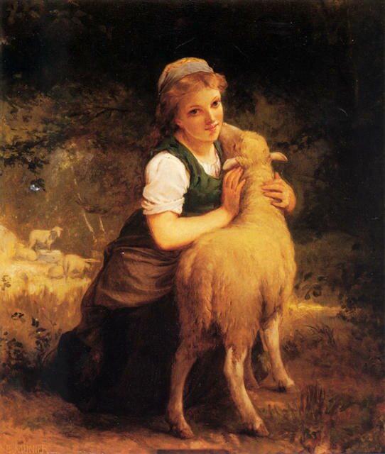 Munier_Young_Girl_with_Lamb