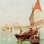 Unterberger_Franz_Richard_Sailboat_In_A_Venetian_Lagoon