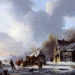 Stol_Jacobus_Van_Der_Skaters_On_A_Frozen_River_Near_A_koek_En_Zopie