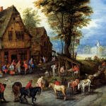 Breughel_Jan_A_Village_Street_With_The_Holy_Family_Arriving_At_An_Inn