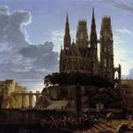 SCHINKEL_Karl_Friedrich_Medieval_Town_By_Water