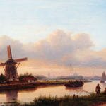 Kleijn_Lodewijk_Johannes_A_Paroramic_Summer_Landscape_With_Barges_On_The_Trekvliet