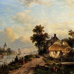 Kleijn_Lodewijk_Johannes_A_Summer_Landscape_With_Figures_Along_A_Waterway