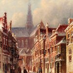 Vertin_Petrus_Gerardus_A_Snowy_Street_with_The_St_Bavo_Beyond_Haarlem