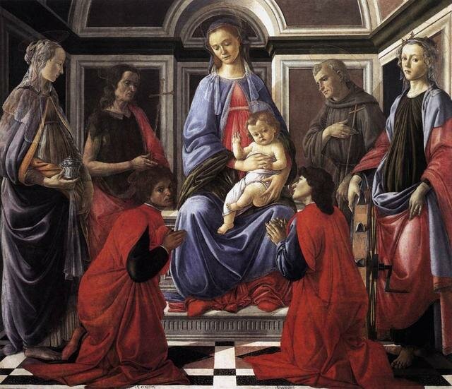 BOTTICELLI_Sandro_Madonna_And_Child_With_Six_saints