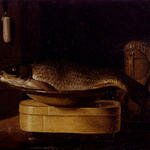 Stoskopff_Sebastien_Still_Life_Of_A_carp_In_A_Bowl_Placed_On_A_Wooden_Box